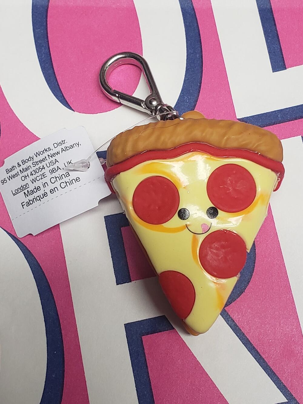BBW Happy Pizza Slice Keychain PocketBac Holder | Backpack Purse Bag Luggage